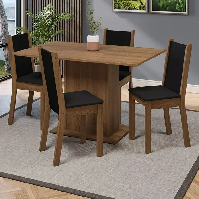 Mesa De Comedor De Madera Con 4 Sillas Tina Madesa Rp Marrón/negro Liso