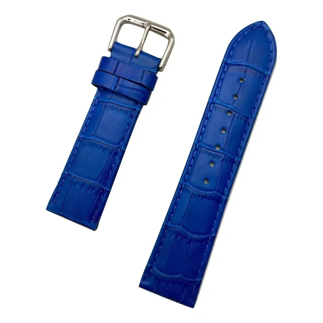 22mm Real Azul Genuino Reloj Pulsera De Cuero  Qujwl