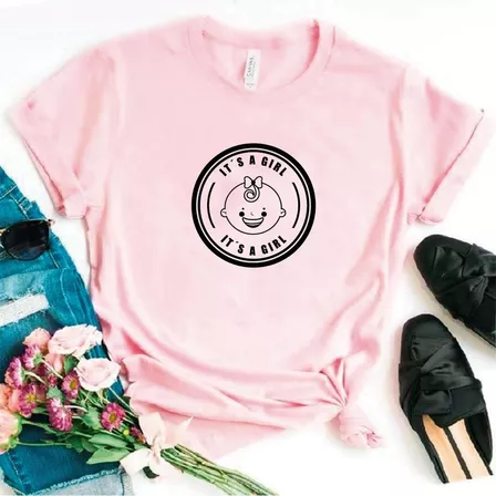 Camiseta Rosa, Algodón, Suave Y Fresca It's A Girl