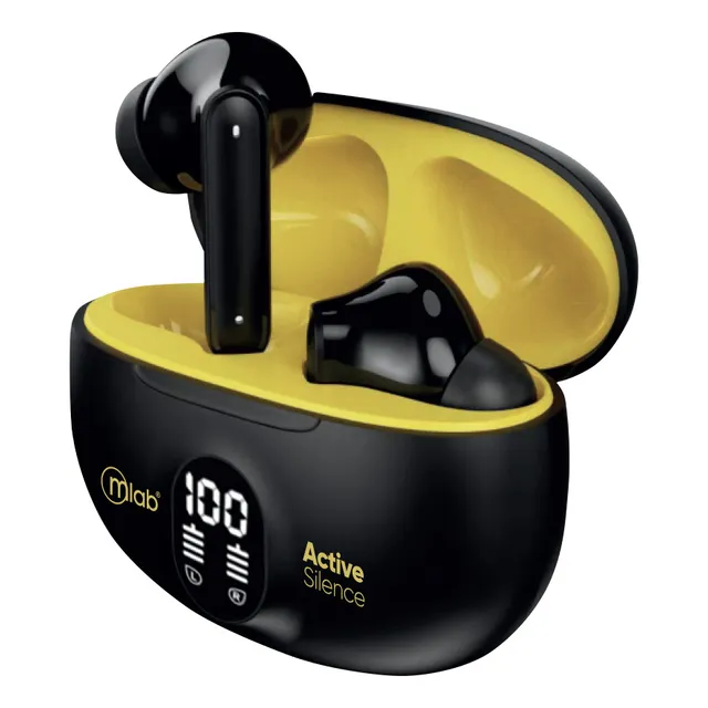Audifono Tws Anc Enc Active Silence Strong Yellow Mlab 09362 Color Negro/amarillo