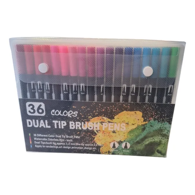 Marcadores Plumones Colores Dual Tip Brush 36 Piezas Black