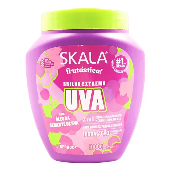 Creme Skala Frutástica 1000g Uva Cabelos Fracos E Opacos