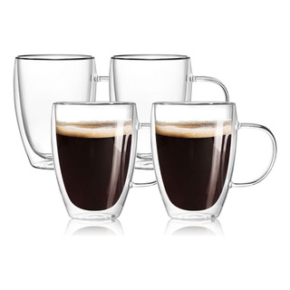 U Chef 4 Tazas Para Café De Vidrio De Doble Grosor De 355 Ml U Chef 4 Tazas Para Café De Vidrio De Doble Grosor De 355 Ml