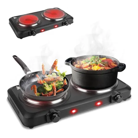 Fogão Cooktop Elétrico Portátil Mesa 2 Boca Fogãreiro 2000w Preto 127v