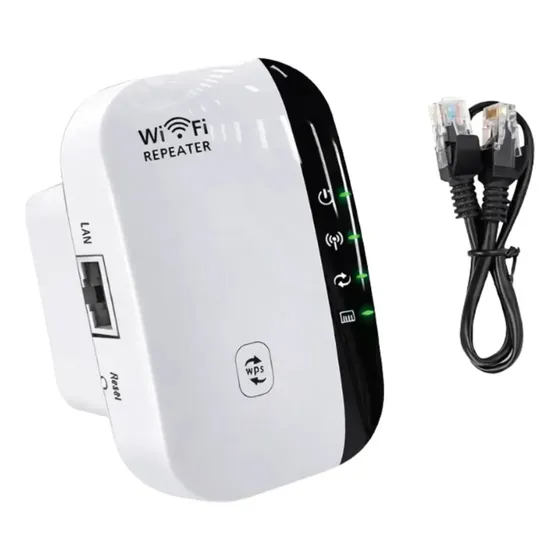 Repetidor Extensor Amplificador De Señal Internet 300mbps 2.4ghz Access Point Potenciador Para Casa Oficina Wimport Color Blanco/negro