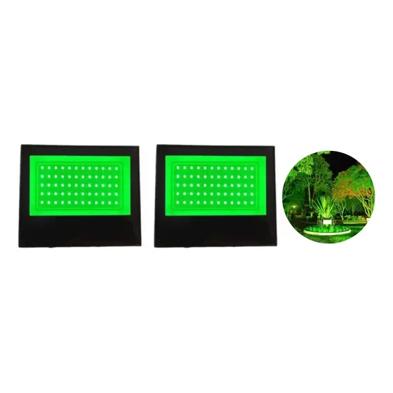 Kit 2 Refletor Holofote 50w Luz Verde Iluminação Casa Jardim