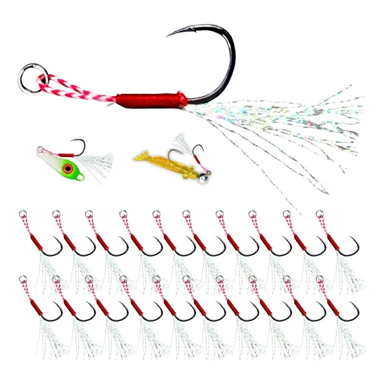 Kit 20 Suporte Hook Anzol Micro Jig Jumping Robalo Tucunaré