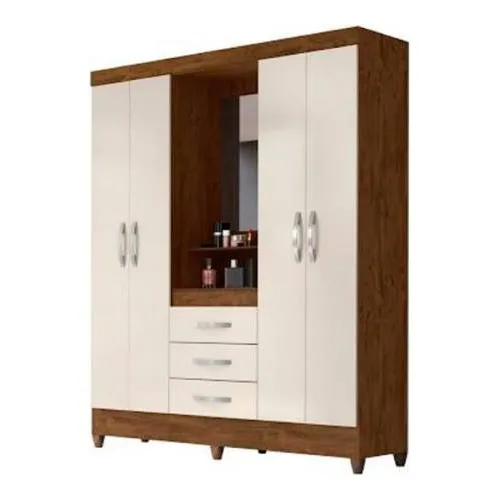 Closet Ropero 4 Puertas 3 Gavetas Capri Castaño/vainilla
