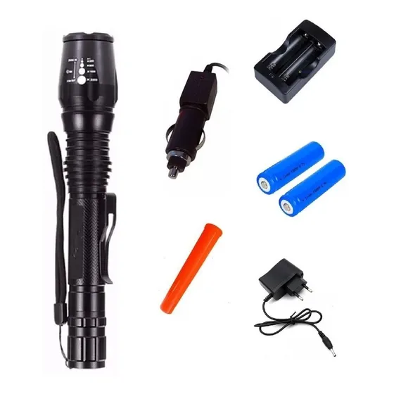 Lanterna Tatica Police Led Recarregavel Cree T6+300000lumens