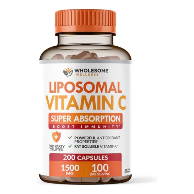 Vitamina C Liposomal 200 Capsulas Ácido Ascórbico Alta Absor Sabor Sin Sabor