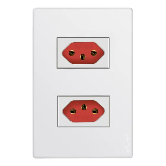 Tomada Dupla Vermelha Simples 10a 20a Walma Modular Embutir