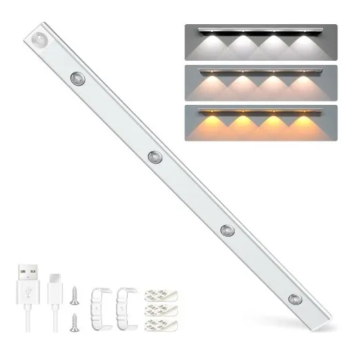 Barra Led Con Sensor De Movimiento Recargable 3 Tonos 60 Cm