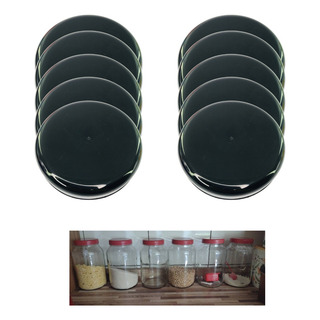 Kit 12 Tampas Plástica Pretas 110 Mm P/ Pote Palmito Kit 12 Tampas Plástica Pretas 110 Mm P/ Pote Palmito