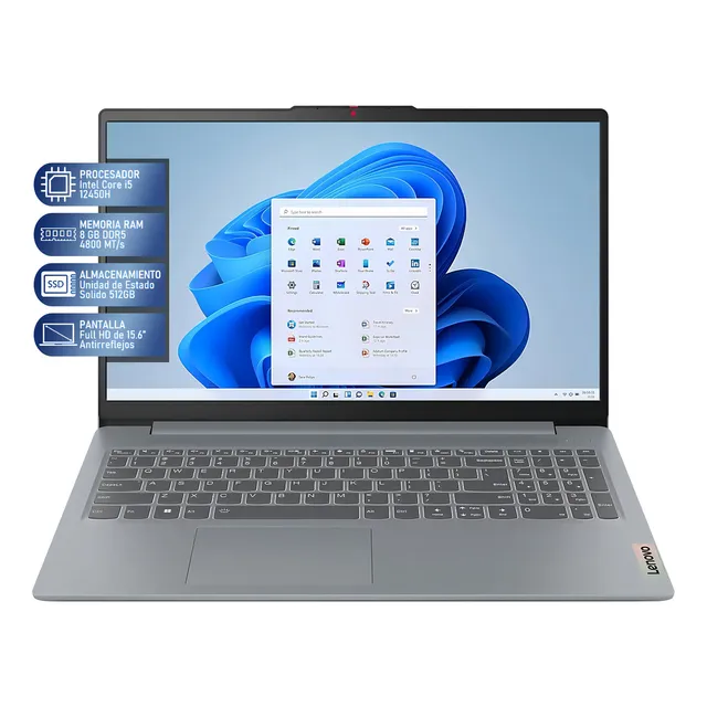 Laptop LENOVO Ideapad Slim 3 Intel Core I5 12450U 8GB RAM 512GB SSD 15.6" Windows 11 Home Teclado en Español Mouse DXT