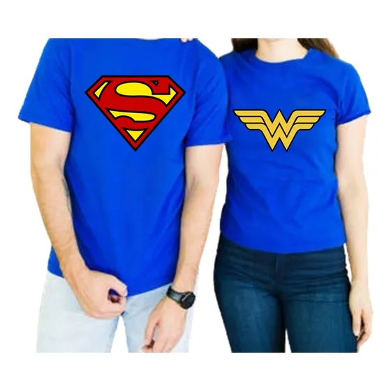 Franelas Personalizadas De Pareja Superman Y Wonder Woman
