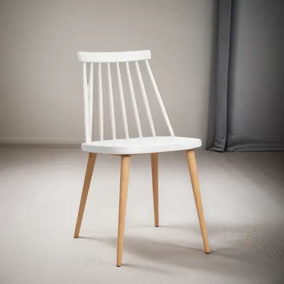 Silla De Comedor Estilo Windsor Blanco Patas De Acero