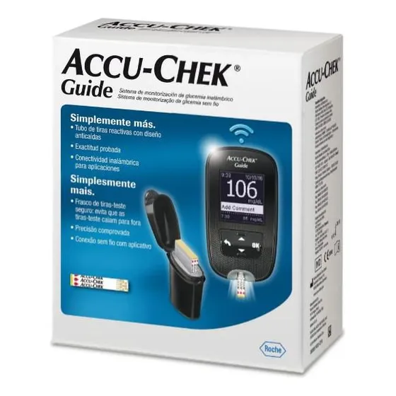 Kit Accu-Chek Accu Chek Guide, medidor de glucosa Roche, negro