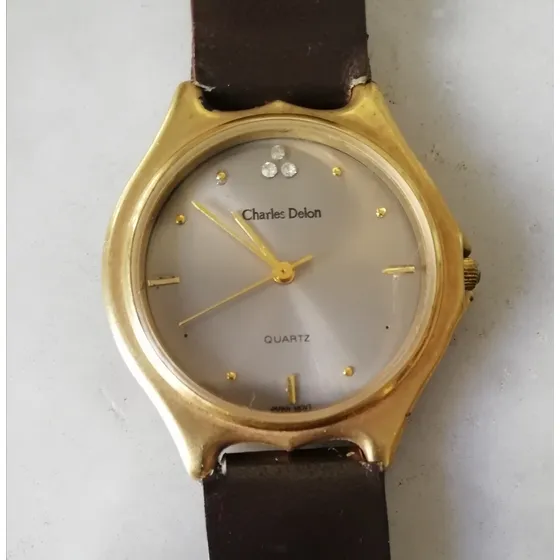 Reloj Charles Delon A Cuarzo Chapa De Oro Pedrería A Las 12 