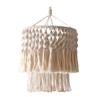 Abajur Boho MacramĂȘ Com Estrutura De Metal Trançado 30x40cm Abajur Boho MacramĂȘ Com Estrutura De Metal Trançado 30x40cm