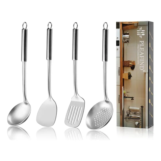 Juego 4 Utensilios De Acero Inoxidable Para Cocina De Wok