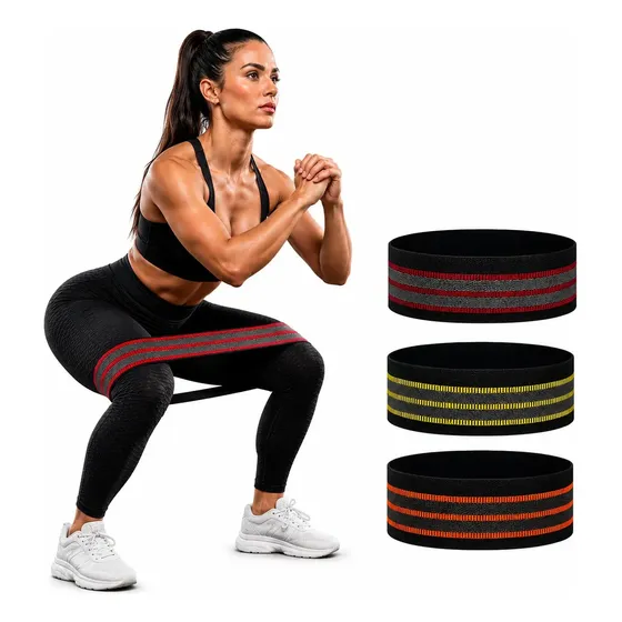 Kit Mini Hip Band Faixa Elástica 3 Resistências – Para Glúteos, Pernas e Treino – Não Estoura, Tecido Resistente