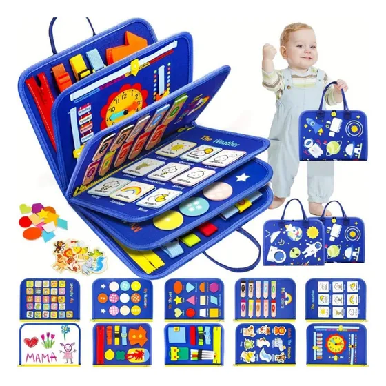 Libro Sensorial Actividades Niños Bebes Fieltro Con Inglés