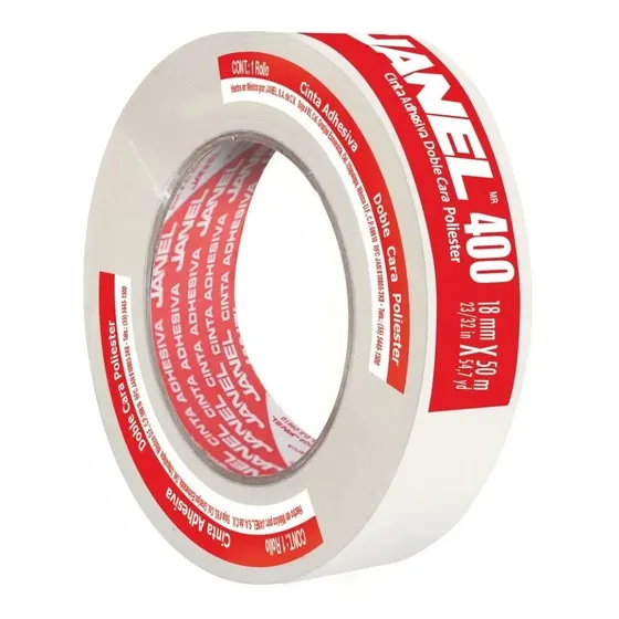 Cinta Adhesiva Doble Cara 400 Poliester 18mmx50m Janel
