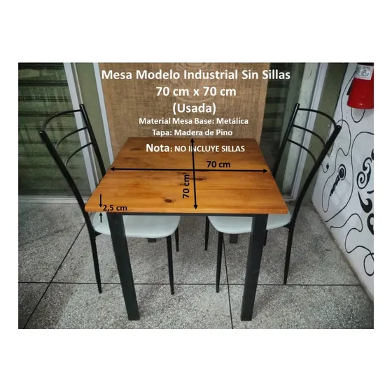 Mesa Estilo Industrial 70 X 70 Sin Sillas - Usada