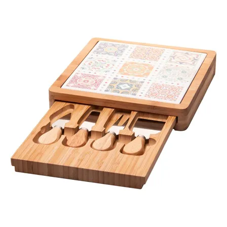 6 Peças Para Queijo Wolff De Bambu Com Tábua Ladrilho