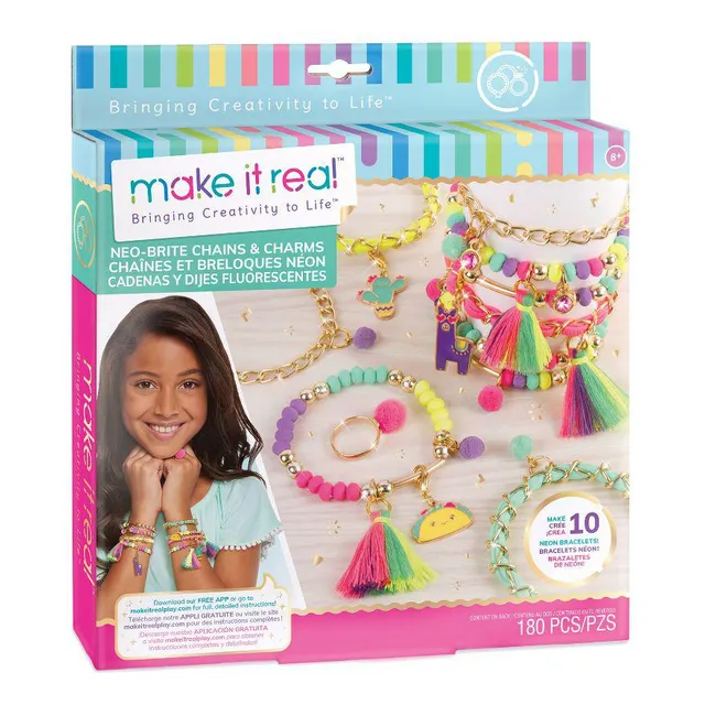 Set Cadenas Y Dijes Make It Real Fluorescentes
