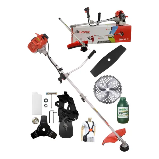 Roçadeira Lateral Branco 52 A Gasolina Motor 2 Tempos + Óleo