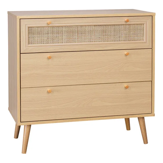 Cómoda Con Ratán Top Living Calcuta Cajonera De 3 Cajones Color Natural
