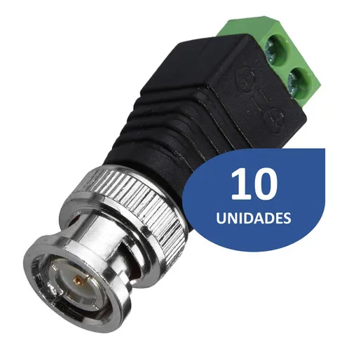Conector Bnc Macho Atornillable Video Balun Cámaras 10 Und