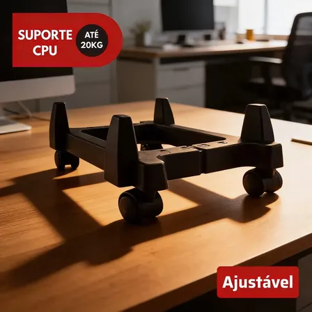 Carrinho Para Suporte Cpu Nobreak Com Rodinhas Force Line Preto