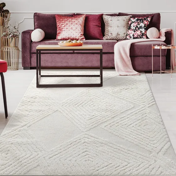 Alfombra Geometrica Pelo Largo 5 X 7 Pie Textura Diamante 3 
