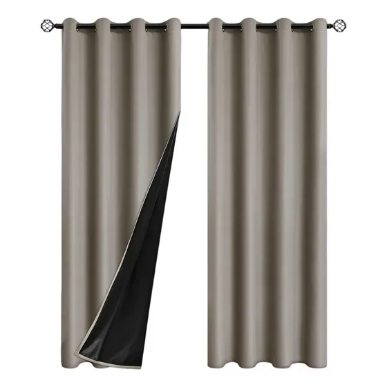 Cortina Blackout Engomada 132x220 2 Paños Tela Fresca Color Beige