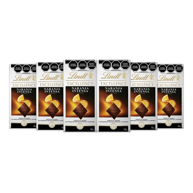 Pack 6 Barras Chocolate Amargo Lindt Naranja Intensa 100g