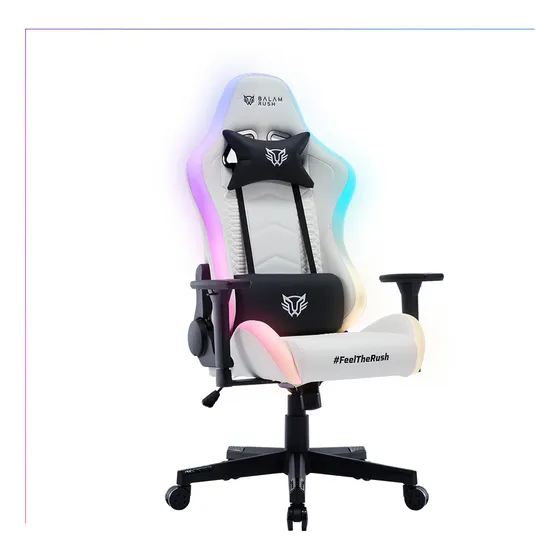 Silla Gamer Lightning Rush V2 Pvc + Pu Soporta Hasta 150kg Color Blanco Material Del Tapizado Cuero Sintético