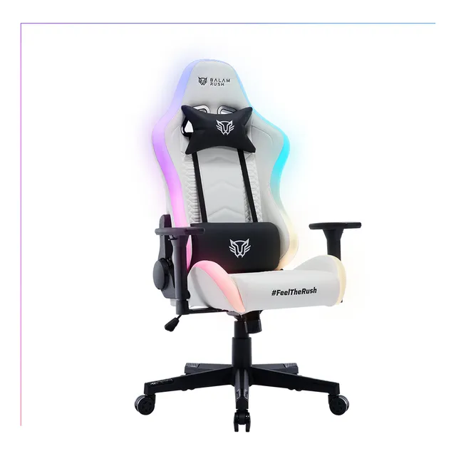 Silla Gamer Lightning Rush V2 Pvc + Pu Soporta Hasta 150kg Color Blanco Material Del Tapizado Cuero Sintético