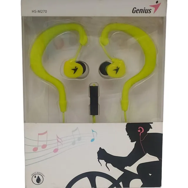 Audífonos Genius M270 Deportivos C/mic. Resiste  Sudor 3.5mm