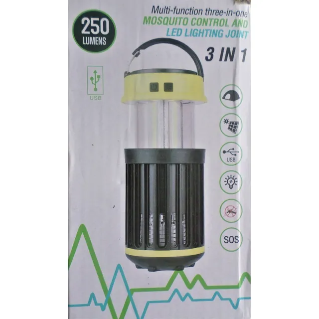 Lampara Y Control Mosquitos Cargador Usb Y Solar 250 Lumens