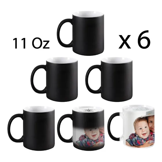 Caja Tazas 11 Oz Magicas Negro Mate Para Sublimar