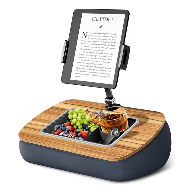 Soporte Para Tablet Con Portabocadillos Y Clip Giratorio Gris