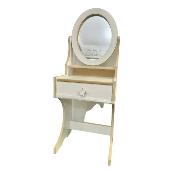 Mueble Tocador Belleza Madera Maquillaje Nenas Niña + Banco