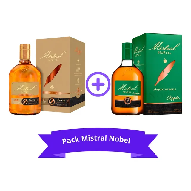 Pack Pisco Mistral Nobel Manzana + Mistral Nobel Miel 750ml