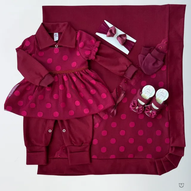 Saida De Maternidade Feminina Marsala De Bola Kit 6 Peças Saida De Maternidade Feminina Marsala De Bola Kit 6 Peças