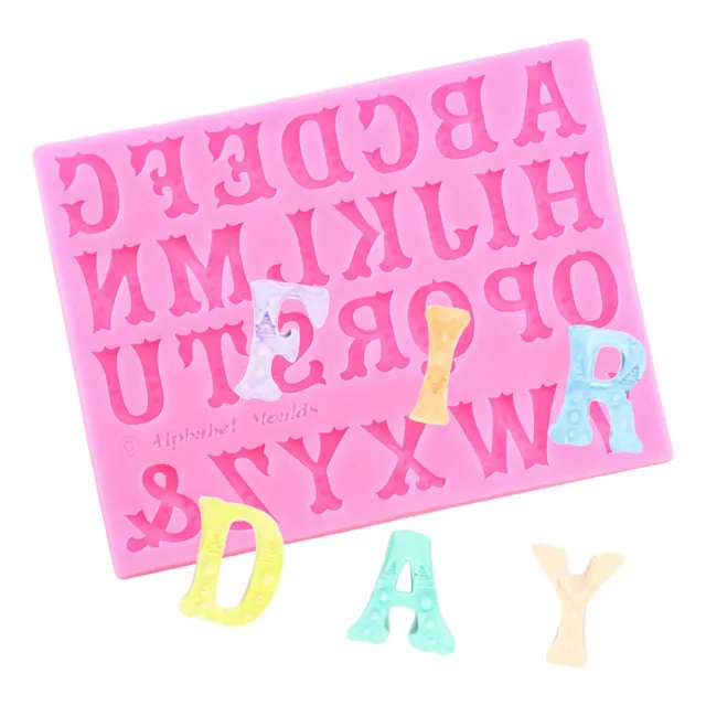 1pcs Molde De Silicona Letras Mayúscula Fondant Pasta Resina Color Rosa
