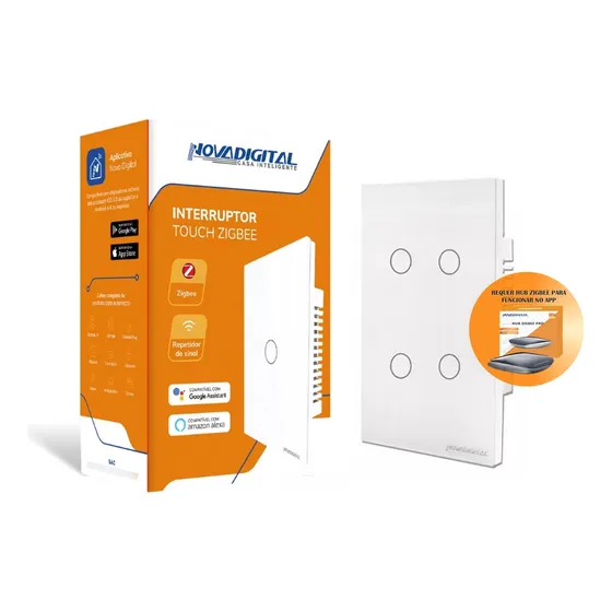 Interruptor Inteligente Nova Digital 4 Teclas Zigbee Branco