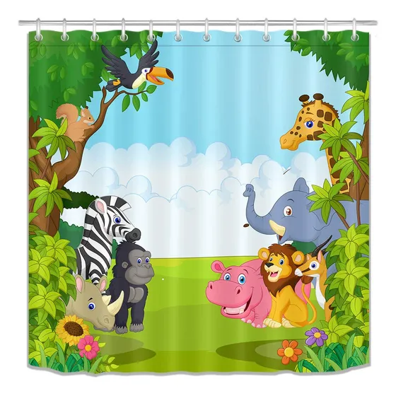 Cortina Baño Para Niño Diseño Animal Dibujo Animado 72