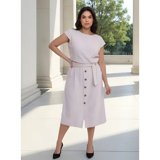 Conjunto Saia Midi Cropped Linho Alfaiataria